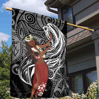 Tahiti Islands Polynesian Plumeria Garden Flag Tahitian Vahine 'Ote'a - Black