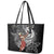 Tahiti Islands Polynesian Plumeria Leather Tote Bag Tahitian Vahine 'Ote'a - Black