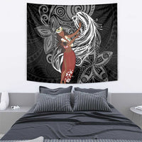 Tahiti Islands Polynesian Plumeria Tapestry Tahitian Vahine 'Ote'a - Black