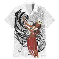 Tahiti Islands Polynesian Plumeria Family Matching Mermaid Dress and Hawaiian Shirt Tahitian Vahine 'Ote'a - White LT7 Dad's Shirt - Short Sleeve White - Polynesian Pride