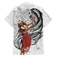 Tahiti Islands Polynesian Plumeria Family Matching Off Shoulder Maxi Dress and Hawaiian Shirt Tahitian Vahine 'Ote'a - White LT7 - Polynesian Pride