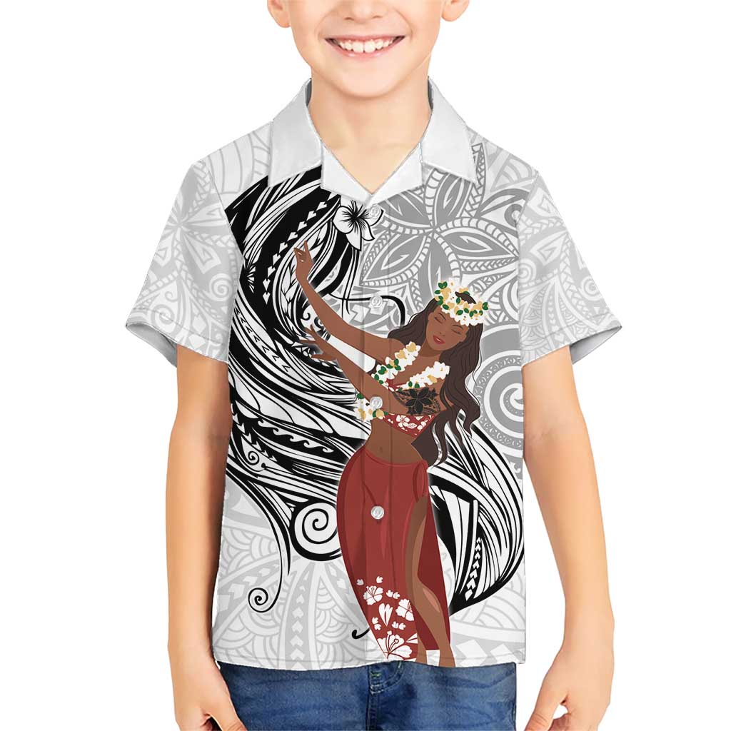 Tahiti Islands Polynesian Plumeria Family Matching Short Sleeve Bodycon Dress and Hawaiian Shirt Tahitian Vahine 'Ote'a - White LT7 Son's Shirt White - Polynesian Pride