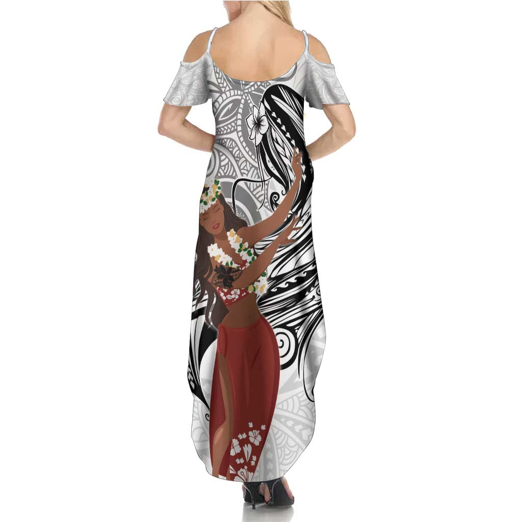 Tahiti Islands Polynesian Plumeria Family Matching Summer Maxi Dress and Hawaiian Shirt Tahitian Vahine 'Ote'a - White LT7 - Polynesian Pride