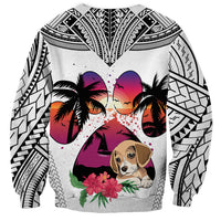 Polynesian Sweatshirt Dog Lover With Beagle - Sunset At The Beach White Ver LT7 - Polynesian Pride