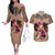 Polynesian Couples Matching Off The Shoulder Long Sleeve Dress and Hawaiian Shirt Dog Lover With Beagle - Sunset At The Beach Brown Ver LT7 Brown - Polynesian Pride