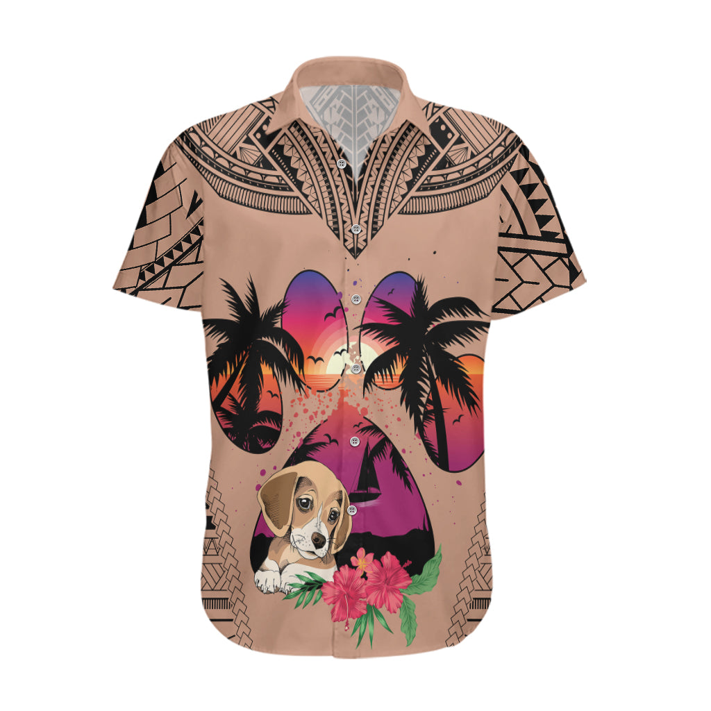 Polynesian Hawaiian Shirt Dog Lover With Beagle - Sunset At The Beach Brown Ver LT7 Brown - Polynesian Pride