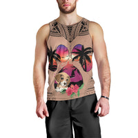 Polynesian Men Tank Top Dog Lover With Beagle - Sunset At The Beach Brown Ver LT7 - Polynesian Pride