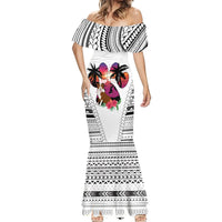 Polynesian Mermaid Dress Dog Lover With Border Collie - Sunset At The Beach White Ver LT7 - Polynesian Pride