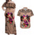 Polynesian Couples Matching Off Shoulder Maxi Dress and Hawaiian Shirt Dog Lover With Border Collie - Sunset At The Beach Brown Ver LT7 Brown - Polynesian Pride