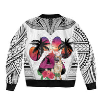Polynesian Bomber Jacket Dog Lover With German Shepherd - Sunset At The Beach White Ver LT7 - Polynesian Pride