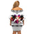 Polynesian Off Shoulder Short Dress Dog Lover With German Shepherd - Sunset At The Beach White Ver LT7 - Polynesian Pride