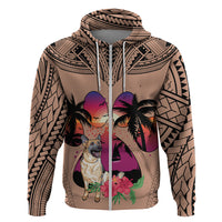 Polynesian Hoodie Dog Lover With German Shepherd - Sunset At The Beach Brown Ver LT7 - Polynesian Pride