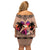 Polynesian Off Shoulder Short Dress Dog Lover With German Shepherd - Sunset At The Beach Brown Ver LT7 - Polynesian Pride