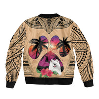 Polynesian Bomber Jacket Dog Lover With Samoyed - Sunset At The Beach LT7 - Polynesian Pride
