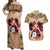 Polynesian Couples Matching Off Shoulder Maxi Dress and Hawaiian Shirt Dog Lover With Samoyed - Sunset At The Beach LT7 Coral - Polynesian Pride