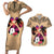 Polynesian Couples Matching Short Sleeve Bodycon Dress and Hawaiian Shirt Dog Lover With Samoyed - Sunset At The Beach LT7 Coral - Polynesian Pride