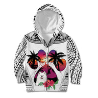 Polynesian Kid Hoodie Dog Lover With Samoyed - Sunset At The Beach White Ver LT7 Zip Hoodie White - Polynesian Pride