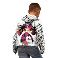 Polynesian Kid Hoodie Dog Lover With Samoyed - Sunset At The Beach White Ver LT7 - Polynesian Pride