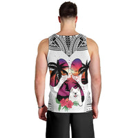 Polynesian Men Tank Top Dog Lover With Samoyed - Sunset At The Beach White Ver LT7 - Polynesian Pride