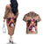 Polynesian Couples Matching Off The Shoulder Long Sleeve Dress and Hawaiian Shirt Dog Lover With Samoyed - Sunset At The Beach Brown Ver LT7 - Polynesian Pride