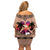 Polynesian Off Shoulder Short Dress Dog Lover With Samoyed - Sunset At The Beach Brown Ver LT7 - Polynesian Pride