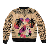 Polynesian Bomber Jacket Dog Lover With Shiba Inu - Sunset At The Beach LT7 - Polynesian Pride