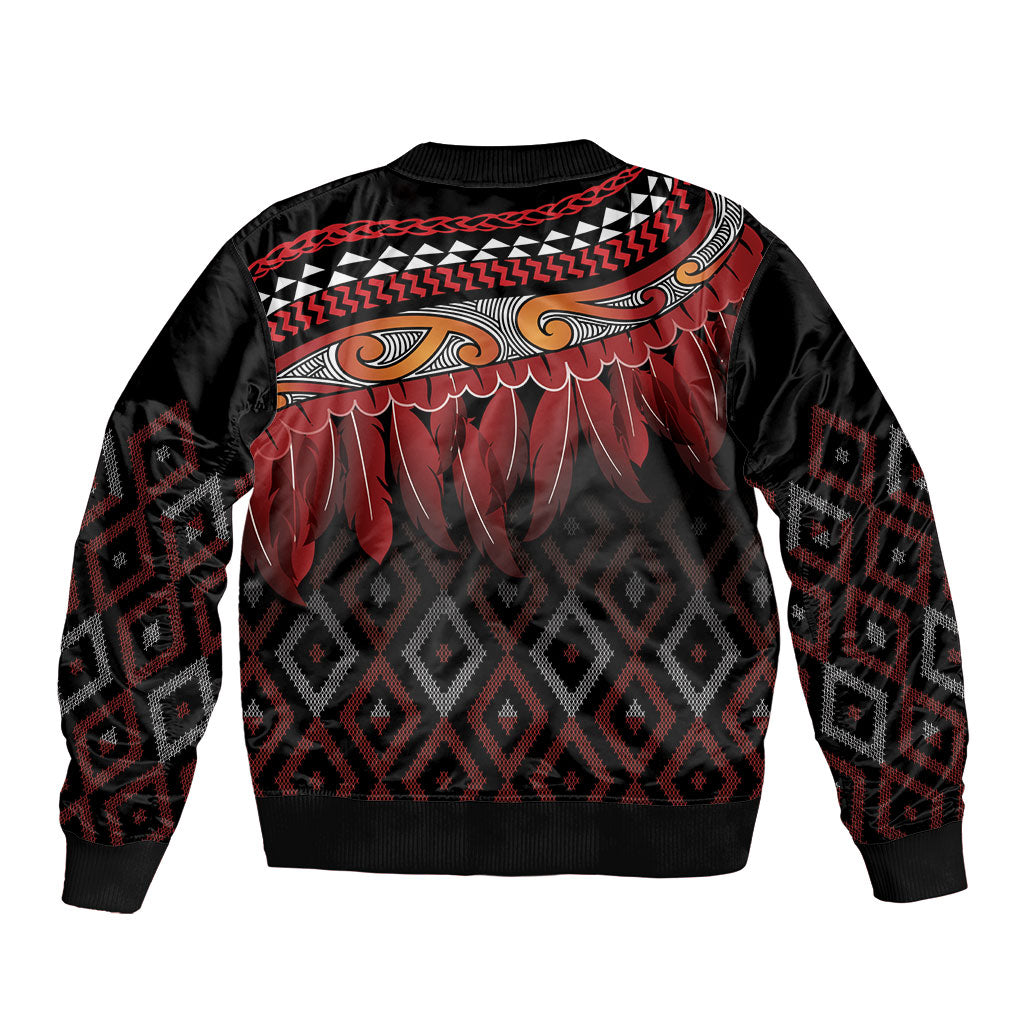 Aotearoa Maori Ngapuhi Iwi Bomber Jacket Korowai Tukutuku Kaokao Motifs