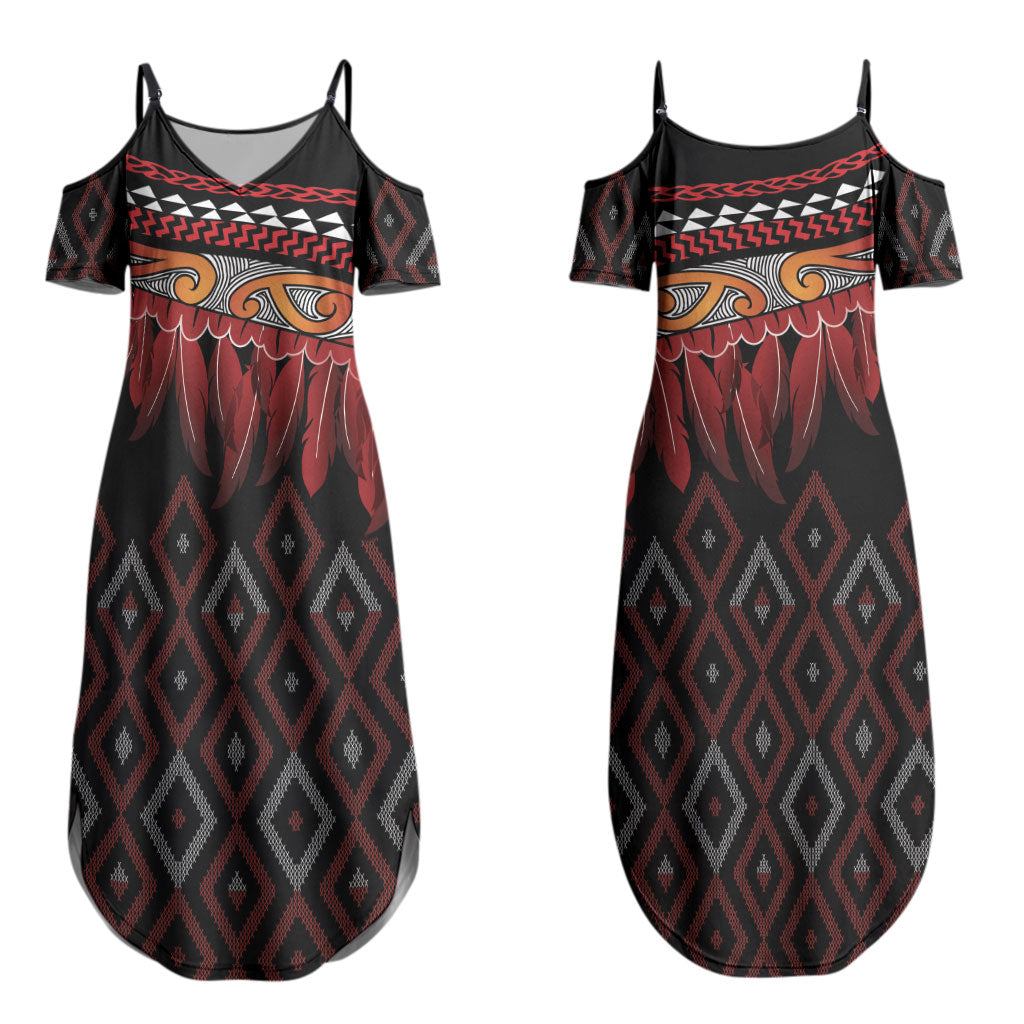 Aotearoa Maori Ngapuhi Iwi Couples Matching Summer Maxi Dress and Hawaiian Shirt Korowai Tukutuku Kaokao Motifs