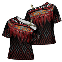 Aotearoa Maori Ngapuhi Iwi Cross Shoulder Shirt Korowai Tukutuku Kaokao Motifs