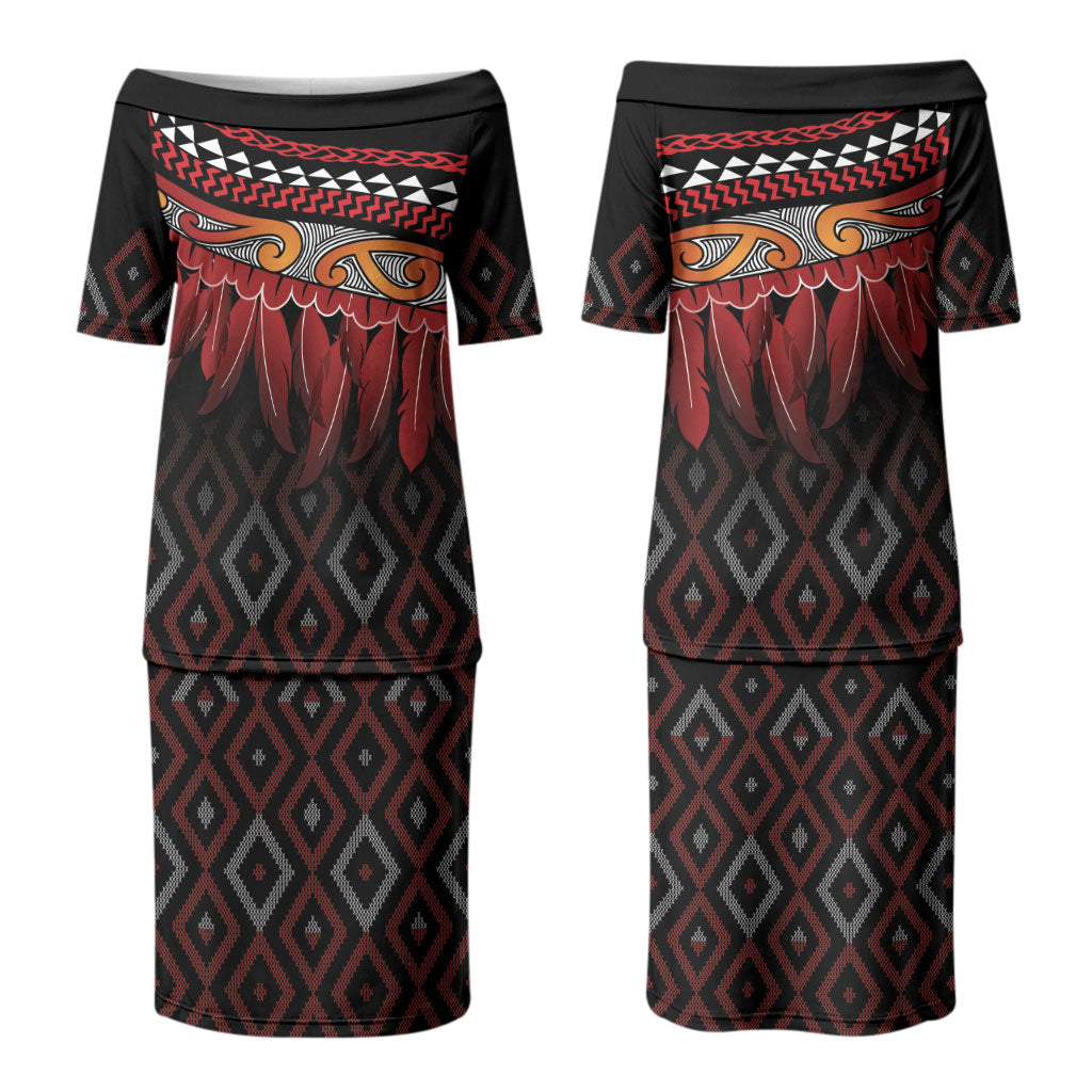 Aotearoa Maori Ngapuhi Iwi Family Matching Puletasi and Hawaiian Shirt Korowai Tukutuku Kaokao Motifs