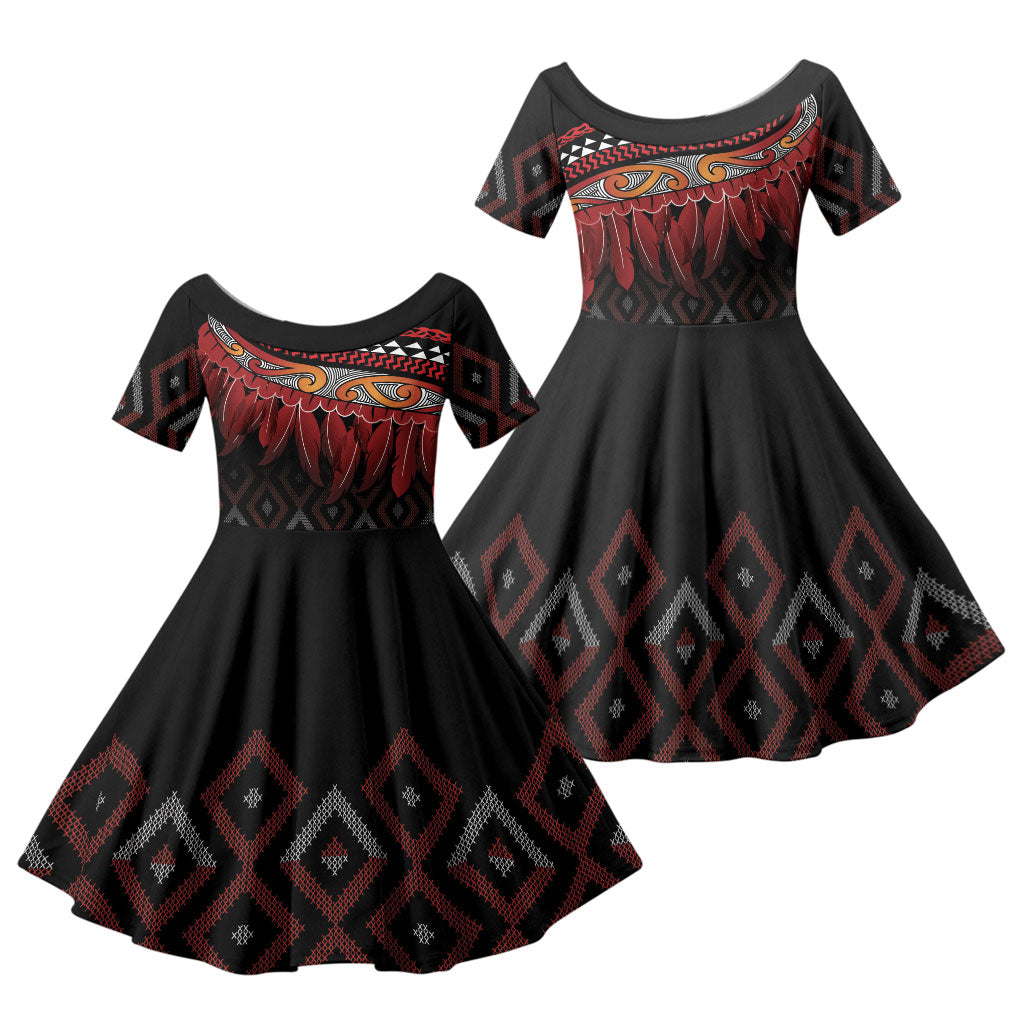Aotearoa Maori Ngapuhi Iwi Family Matching Summer Maxi Dress and Hawaiian Shirt Korowai Tukutuku Kaokao Motifs