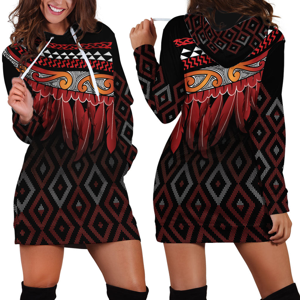 Aotearoa Maori Ngapuhi Iwi Hoodie Dress Korowai Tukutuku Kaokao Motifs