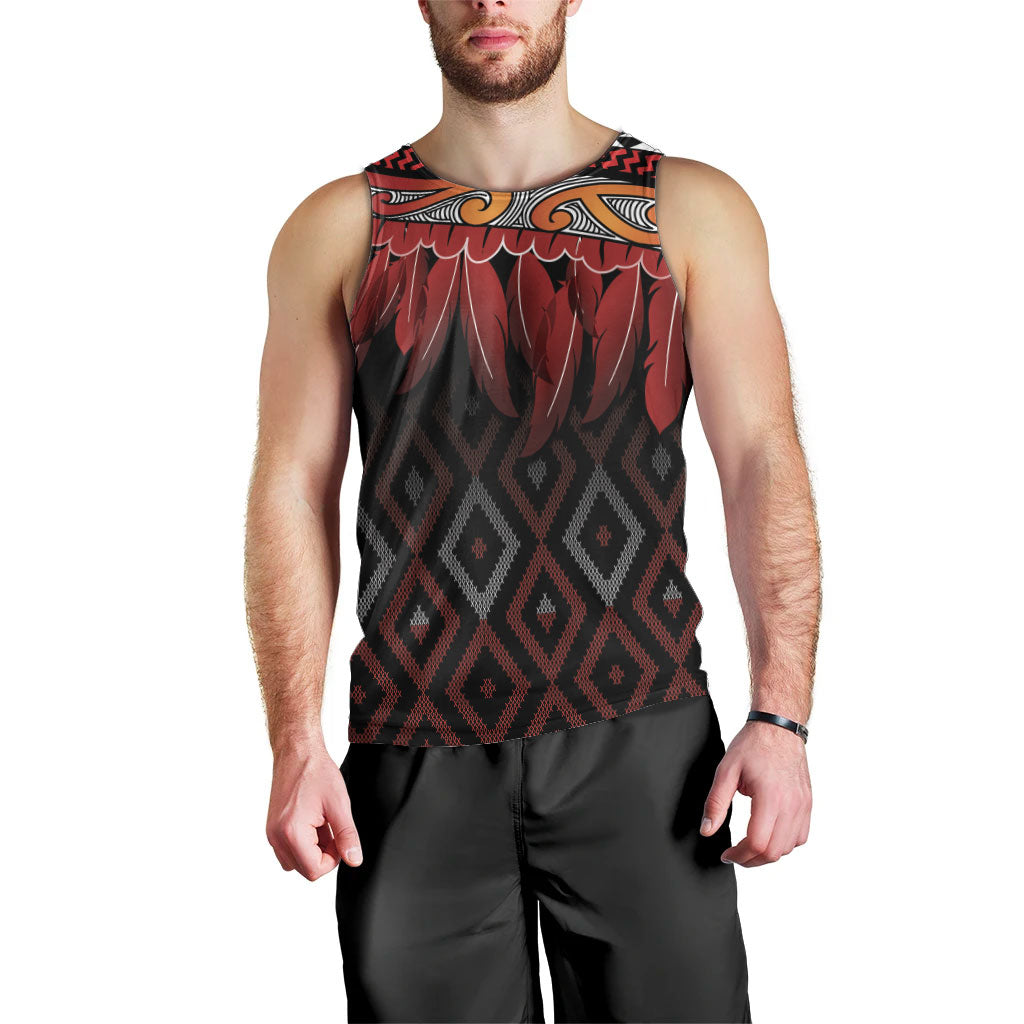 Aotearoa Maori Ngapuhi Iwi Men Tank Top Korowai Tukutuku Kaokao Motifs