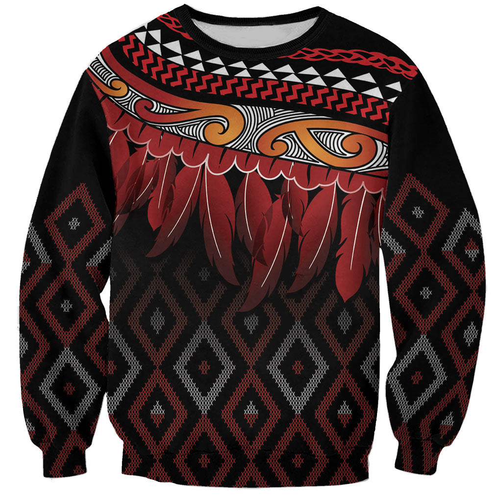 Aotearoa Maori Ngapuhi Iwi Sweatshirt Korowai Tukutuku Kaokao Motifs
