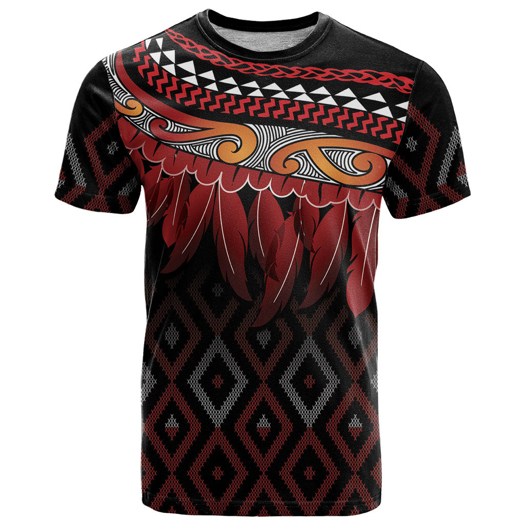 Aotearoa Maori Ngapuhi Iwi T Shirt Korowai Tukutuku Kaokao Motifs LT7 Black - Polynesian Pride