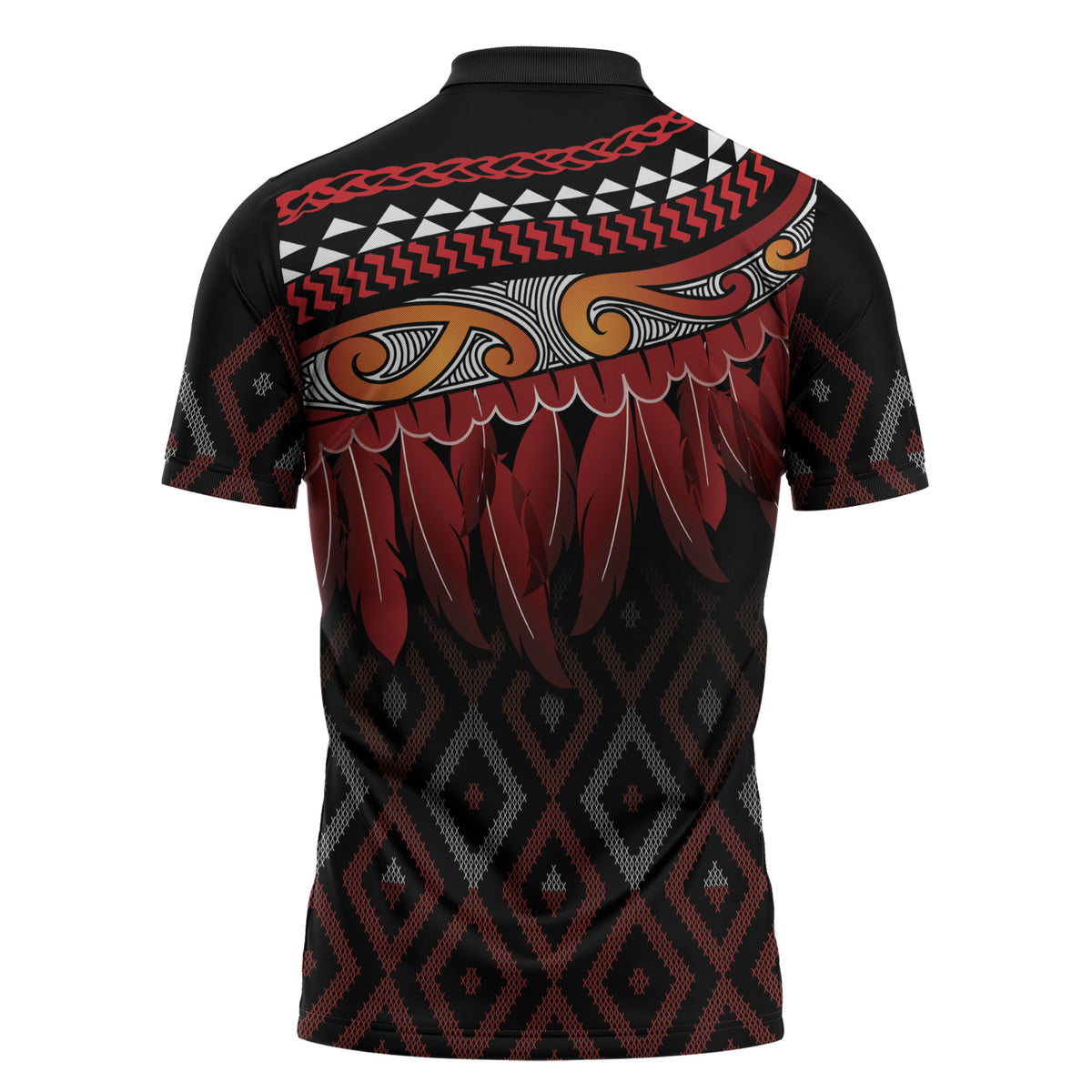 Aotearoa Maori Ngapuhi Iwi Zipper Polo Shirt Korowai Tukutuku Kaokao Motifs