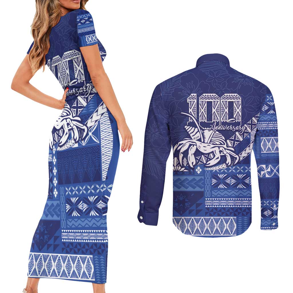 Queen Salote College 100th Anniversary Couples Matching Short Sleeve Bodycon Dress and Long Sleeve Button Shirt QSC Royal Girls - Polynesian Pride