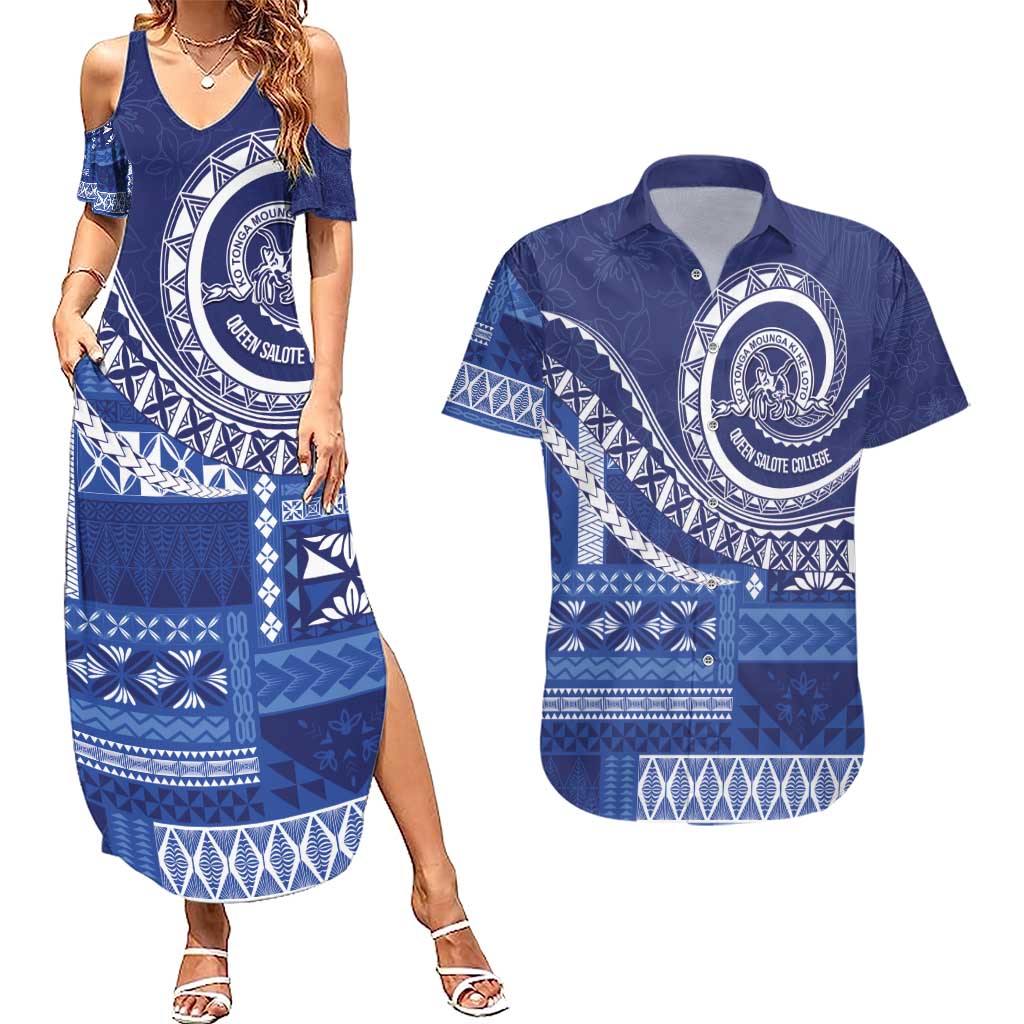 Queen Salote College 100th Anniversary Couples Matching Summer Maxi Dress and Hawaiian Shirt QSC Royal Girls - Polynesian Pride