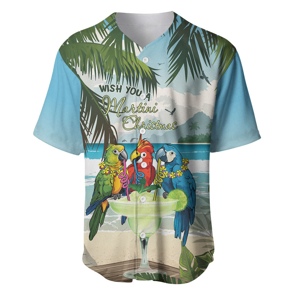 Wish You A Merry Martini Christmas Baseball Jersey Cocktail Parrot-dise LT7 Multicolor - Polynesian Pride