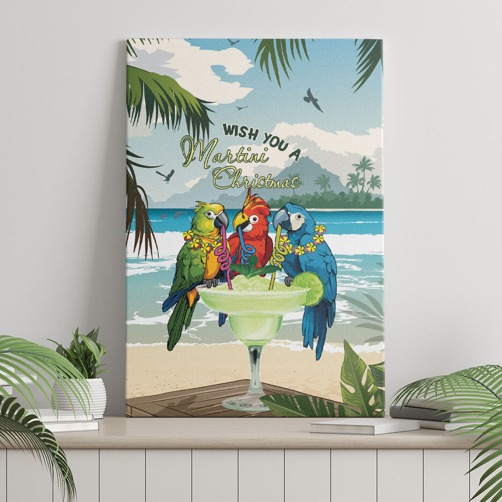 Wish You A Merry Martini Christmas Canvas Wall Art Cocktail Parrot-dise LT7 - Polynesian Pride