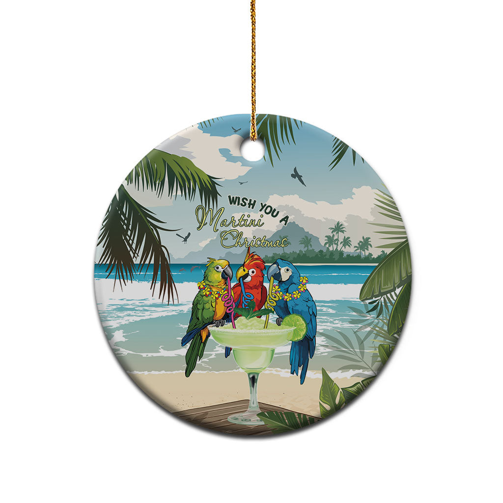 Wish You A Merry Martini Christmas Ceramic Ornament Cocktail Parrot-dise LT7 - Polynesian Pride