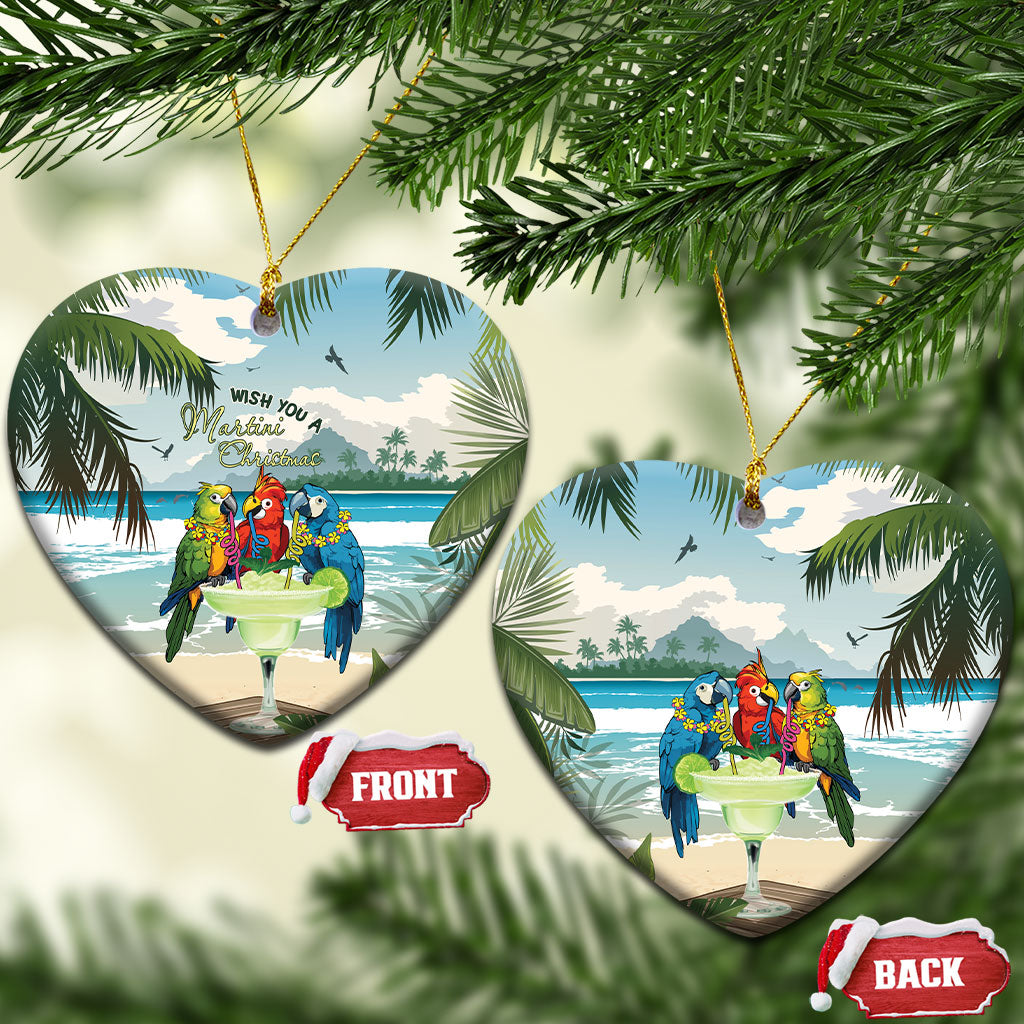 Wish You A Merry Martini Christmas Ceramic Ornament Cocktail Parrot-dise LT7 Heart Multicolor - Polynesian Pride