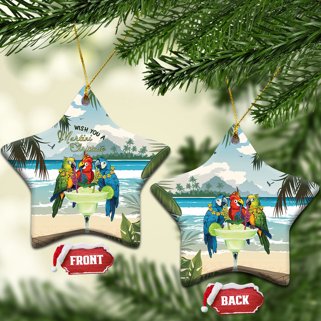 Wish You A Merry Martini Christmas Ceramic Ornament Cocktail Parrot-dise LT7 Star Multicolor - Polynesian Pride