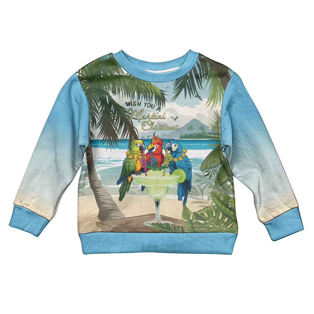Wish You A Merry Martini Christmas Kid Ugly Christmas Sweater Cocktail Parrot-dise LT7 Kid Multicolor - Polynesian Pride