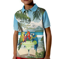 Wish You A Merry Martini Christmas Kid Polo Shirt Cocktail Parrot-dise LT7 Kid Multicolor - Polynesian Pride