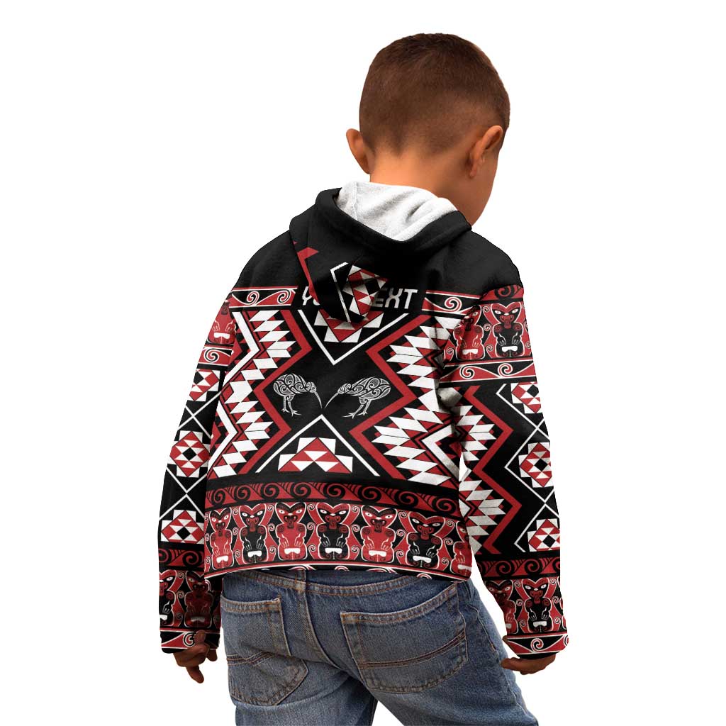 Personalised Taniko Motifs Aotearoa Kid Hoodie Waitangi Kowhaiwhai Kiwi