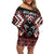 Personalised Taniko Motifs Aotearoa Off Shoulder Short Dress Waitangi Kowhaiwhai Kiwi