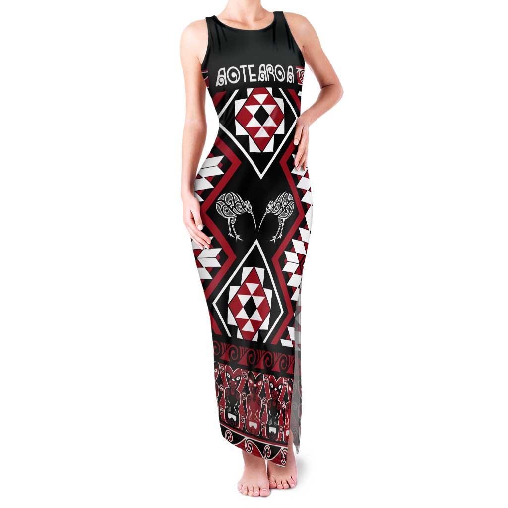 Personalised Taniko Motifs Aotearoa Tank Maxi Dress Waitangi Kowhaiwhai Kiwi