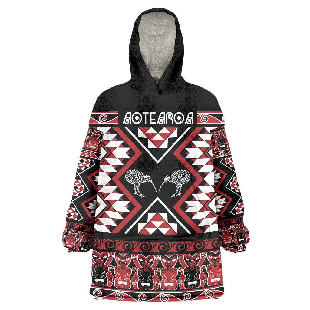 Personalised Taniko Motifs Aotearoa Wearable Blanket Hoodie Waitangi Kowhaiwhai Kiwi