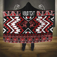 Personalised Aotearoa Waitangi Hooded Blanket Taniko Motifs - Mania Gecko